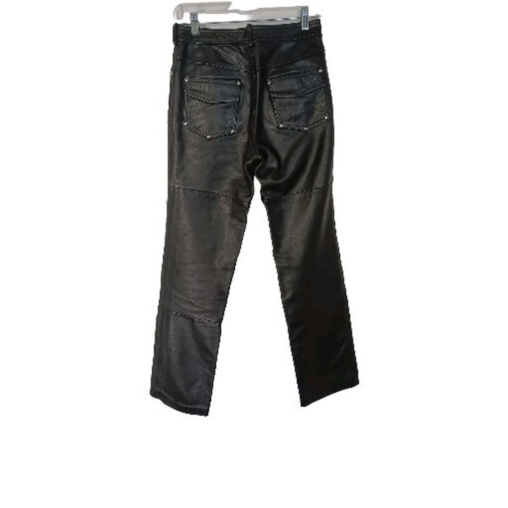 Black Leather Moto Biker Pants Women's Size 6 Punk Goth Studded 28x30 Y2K
